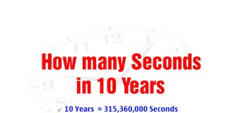 How many Seconds in 10 Years